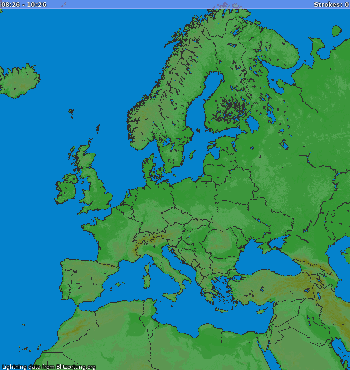 Lightning map Europe 2024-10-07 05:53:30